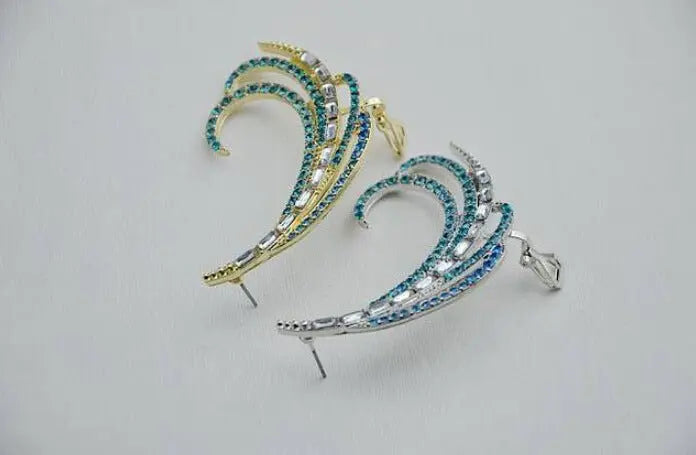 Feather Earrings - Captivating Blue Peacock Design-Jewearrings