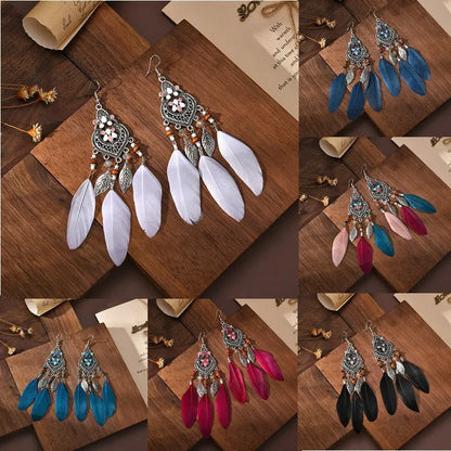 Feather Earrings - Colorful Tassel Leaf Jewelry-Jewearrings