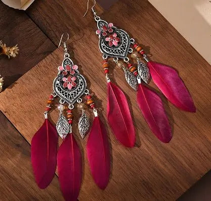 Feather Earrings - Colorful Tassel Leaf Jewelry-Jewearrings