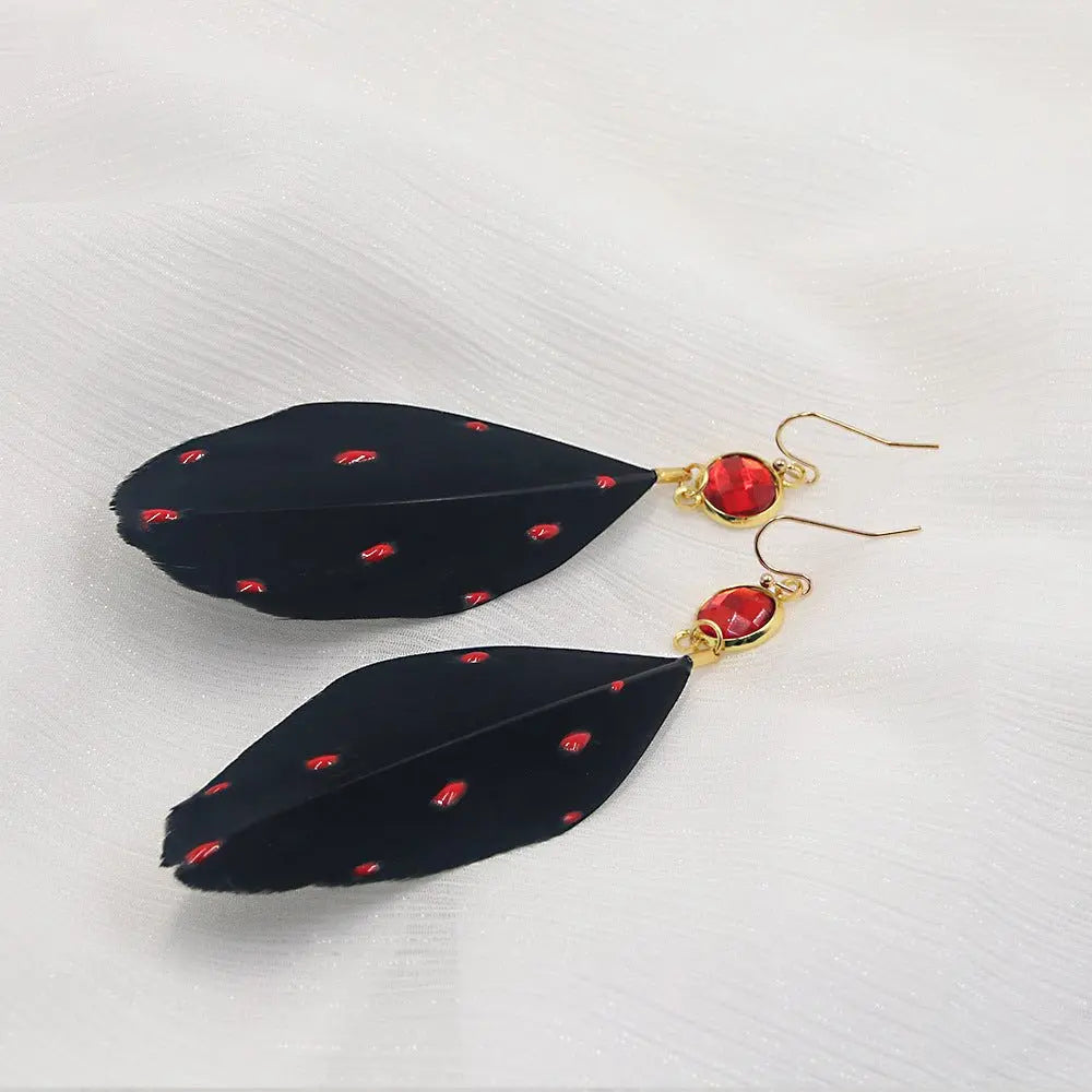 Feather Earrings: Devil Wing Statement Piece-Jewearrings