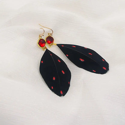 Feather Earrings: Devil Wing Statement Piece-Jewearrings