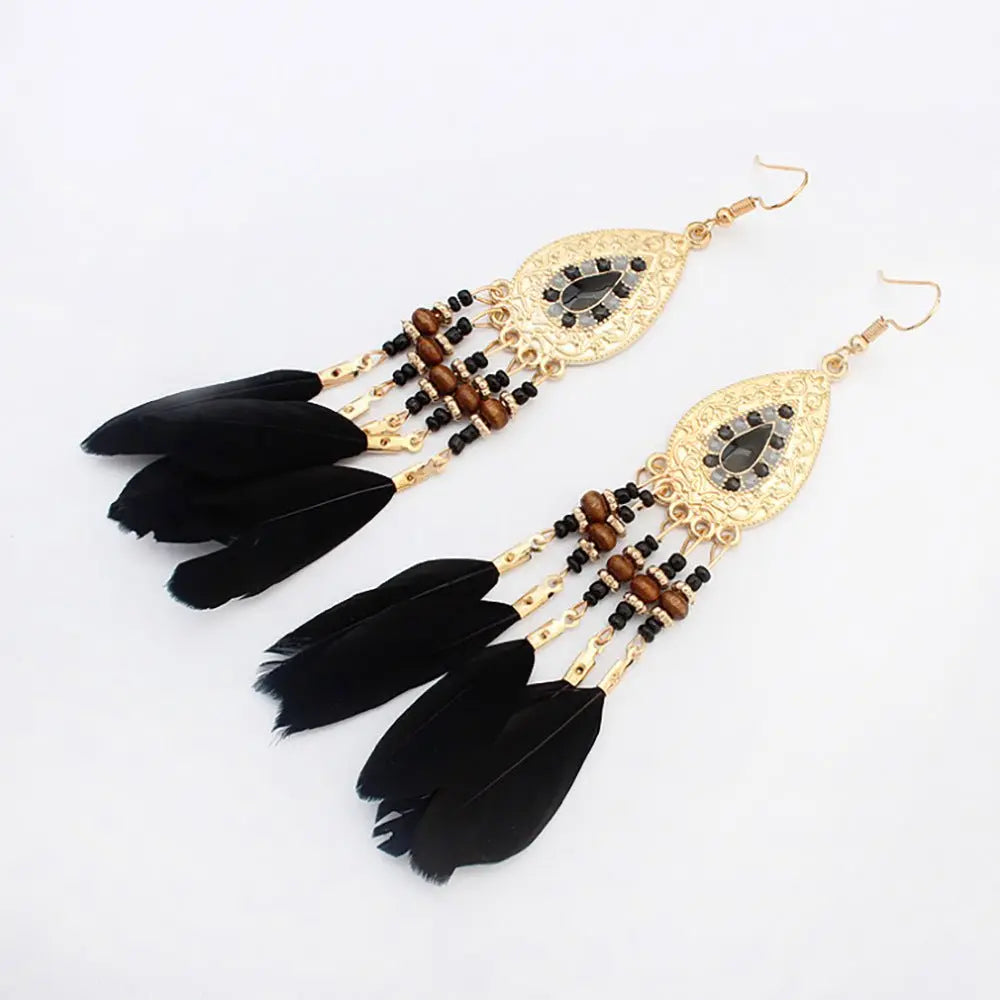 Feather Earrings European & American Bohemian Tassel-Jewearrings