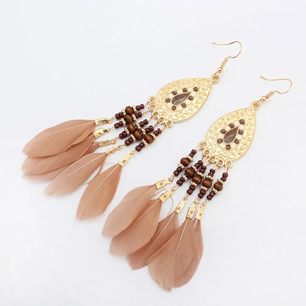 Feather Earrings European & American Bohemian Tassel-Jewearrings