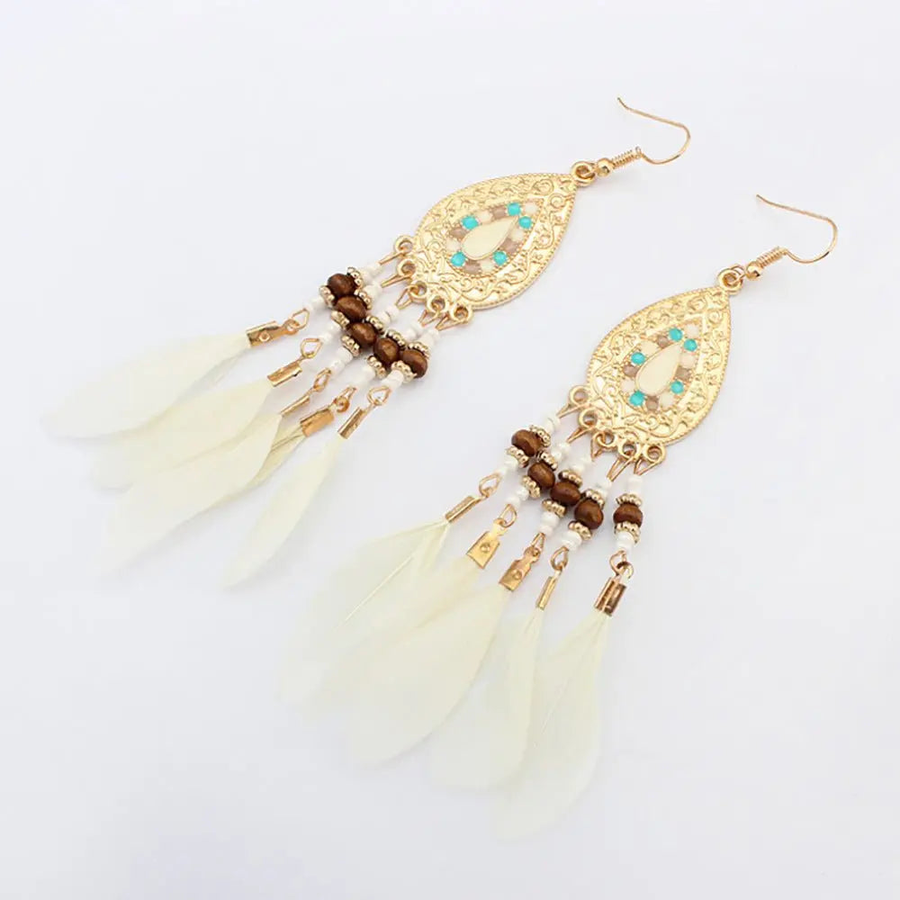 Feather Earrings European & American Bohemian Tassel-Jewearrings