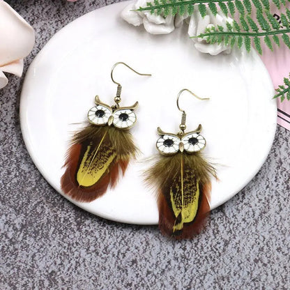 Feather Earrings - European & American Fashion Owl Design-Jewearrings