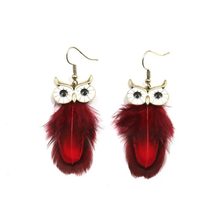 Feather Earrings - European & American Fashion Owl Design-Jewearrings