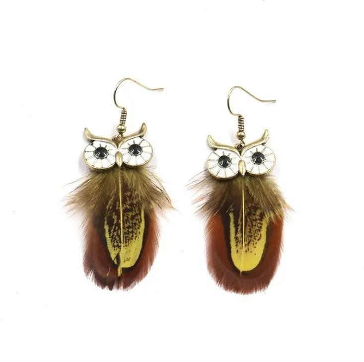 Feather Earrings - European & American Fashion Owl Design-Jewearrings