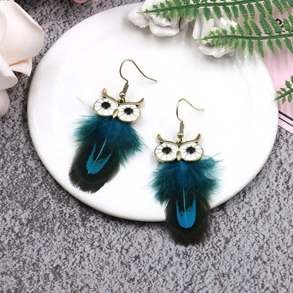 Feather Earrings - European & American Fashion Owl Design-Jewearrings