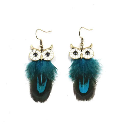 Feather Earrings - European & American Fashion Owl Design-Jewearrings