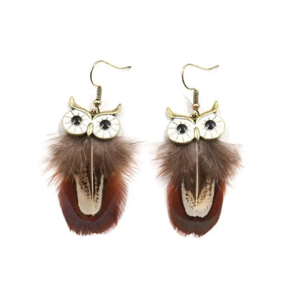 Feather Earrings - European & American Fashion Owl Design-Jewearrings