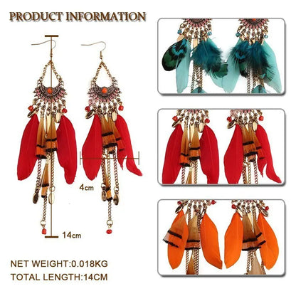 Feather Earrings European and American big-name exaggerated-Jewearrings