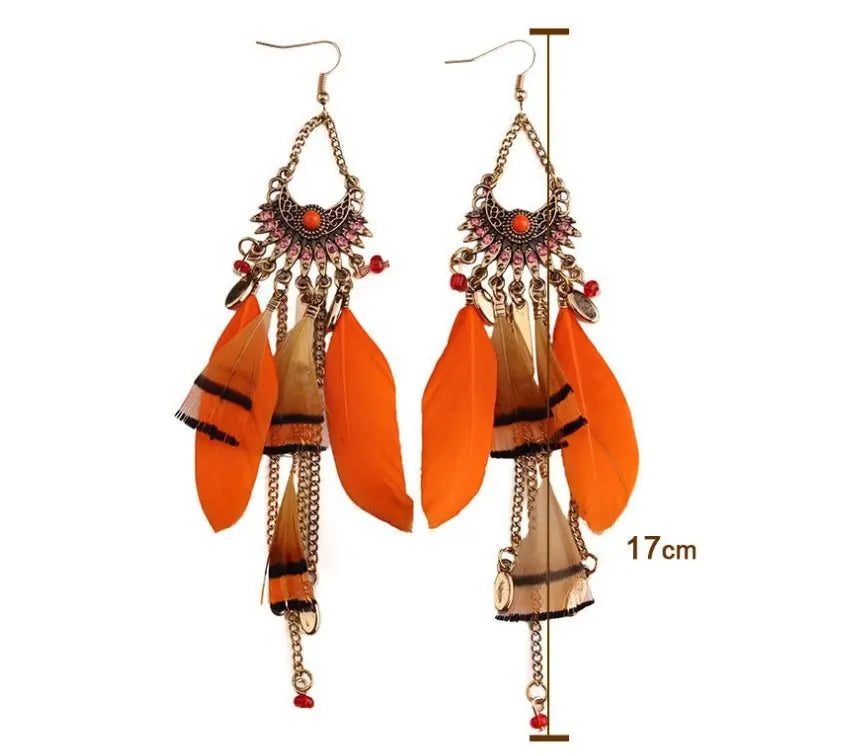 Feather Earrings European and American big-name exaggerated-Jewearrings