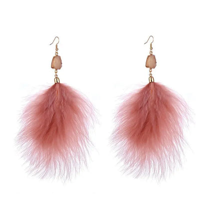 Feather Earrings - Exaggerated Feather Plush Luxury-Jewearrings