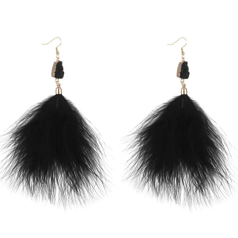 Feather Earrings - Exaggerated Feather Plush Luxury-Jewearrings