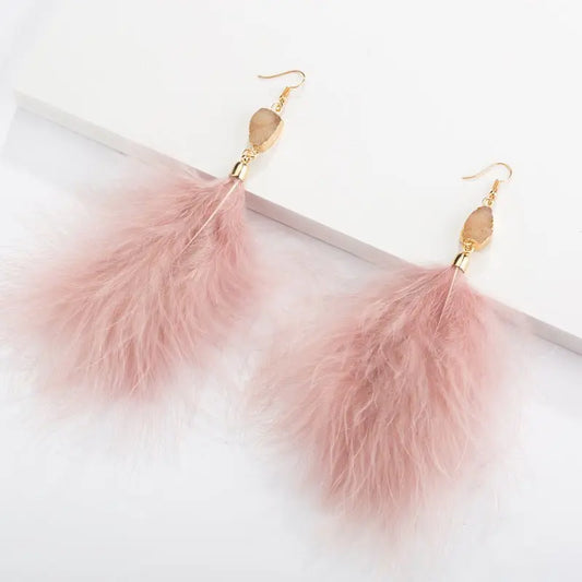 Feather Earrings - Exaggerated Feather Plush Luxury-Jewearrings