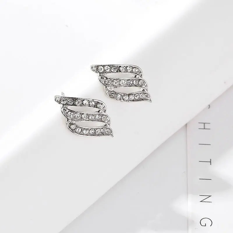 Feather Earrings - Feather Diamond Stud Earrings-Jewearrings