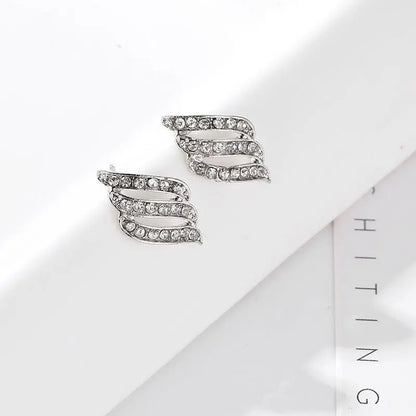 Feather Earrings - Feather Diamond Stud Earrings-Jewearrings