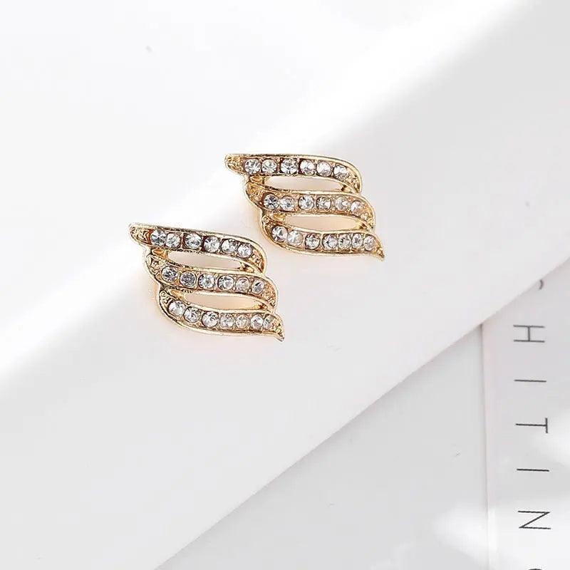 Feather Earrings - Feather Diamond Stud Earrings-Jewearrings