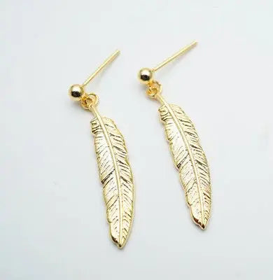 Feather Earrings Japanese Light Luxury 925 Silver-Jewearrings