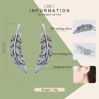 Feather Earrings Mika - Vegan Sterling Silver-Jewearrings