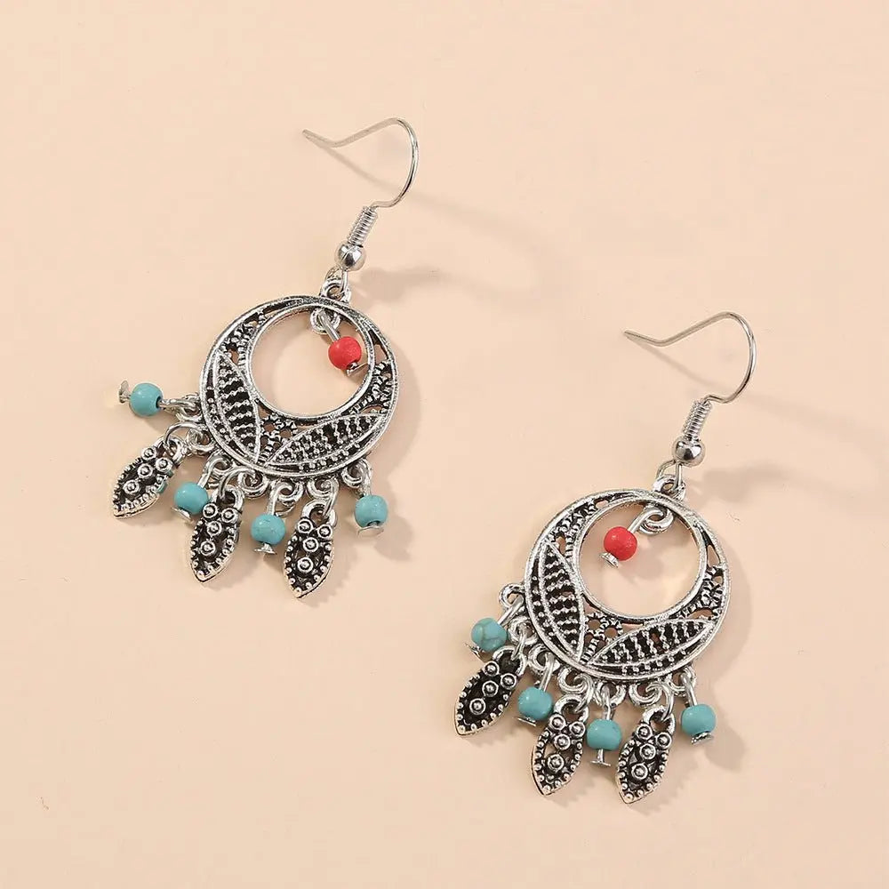 Feather Earrings Multicolor Turquoise-Jewearrings