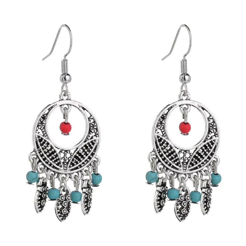 Feather Earrings Multicolor Turquoise-Jewearrings