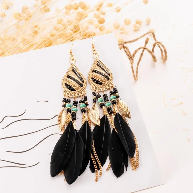 Feather Earrings Pearl-Jewearrings