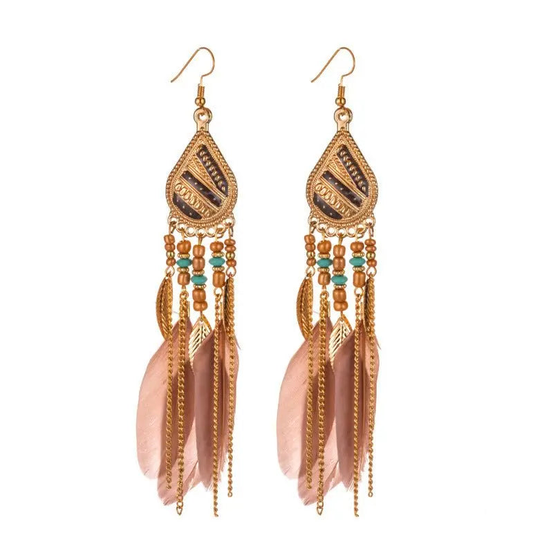 Feather Earrings Pearl-Jewearrings