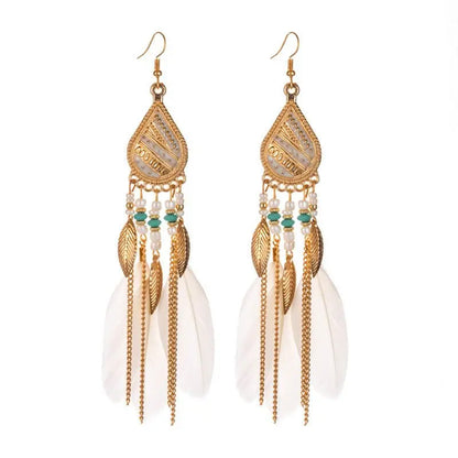 Feather Earrings Pearl-Jewearrings