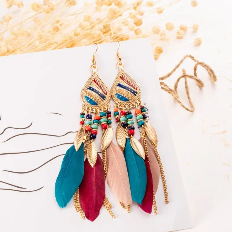 Feather Earrings Pearl-Jewearrings