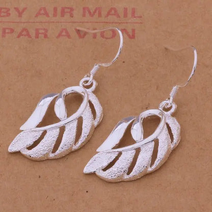 Feather Earrings Silver Plated Set-Jewearrings