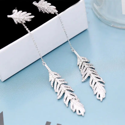 Feather Earrings - Silver Post Feather Jewelry-Jewearrings