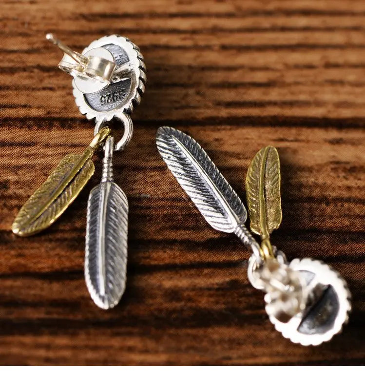 Feather Earrings Sterling Silver Indian-Jewearrings