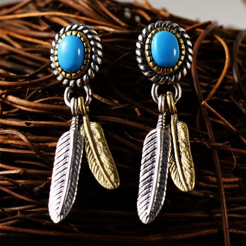 Feather Earrings Sterling Silver Indian-Jewearrings