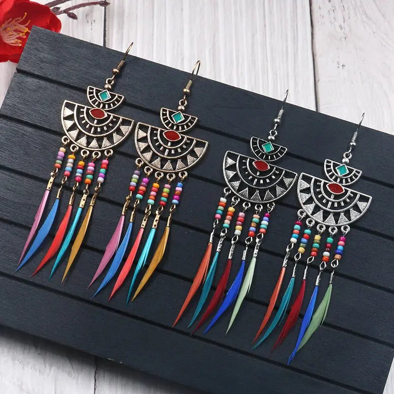 Feather Earrings Tassel-Jewearrings