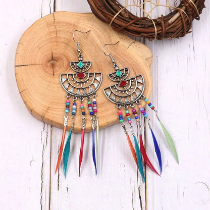 Feather Earrings Tassel-Jewearrings