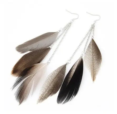 Feather Earrings - Tassel Pendant Earrings-Jewearrings