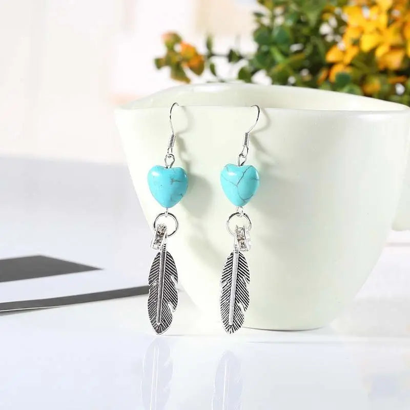 Feather Earrings Turquoise-Jewearrings