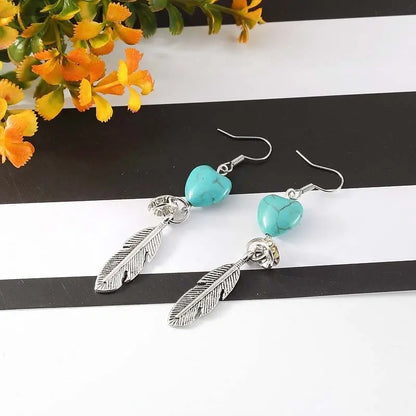 Feather Earrings Turquoise-Jewearrings