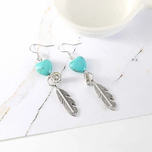 Feather Earrings Turquoise-Jewearrings