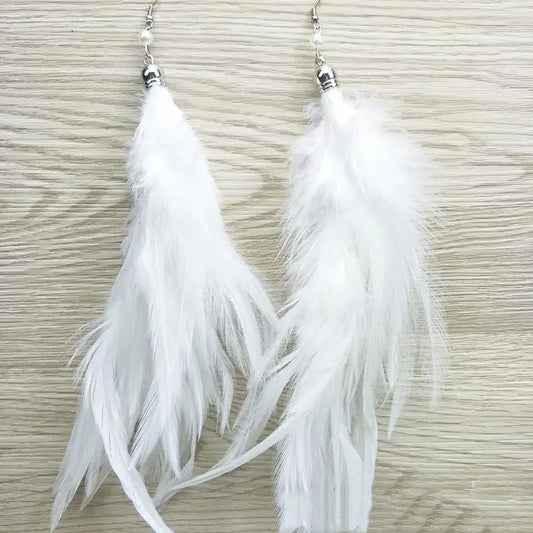 Feather Earrings: White Heart-Shaped-Jewearrings