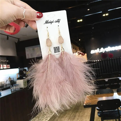 Feather Earrings With Long Tassel Super Fairy-Jewearrings