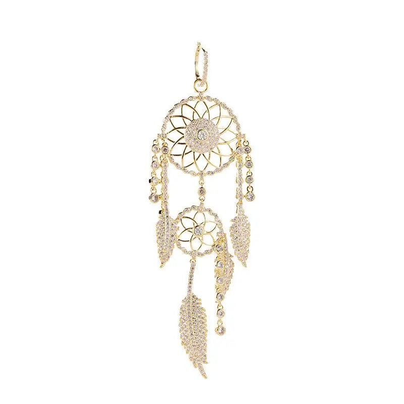 Feather Earrings - Women's Dream Catcher Long Earrings-Jewearrings