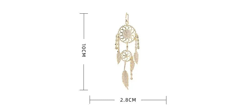 Feather Earrings - Women's Dream Catcher Long Earrings-Jewearrings