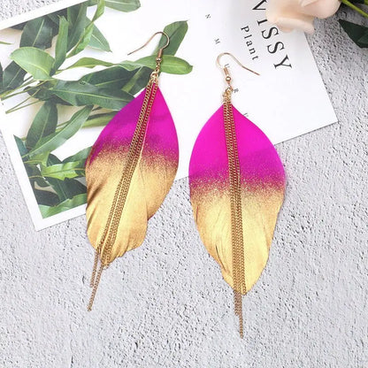 Feather Earrings Women's Fashion Colorful Sequin-Jewearrings