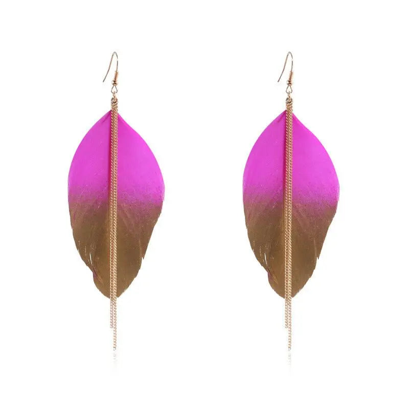 Feather Earrings Women's Fashion Colorful Sequin-Jewearrings