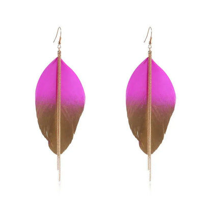 Feather Earrings Women's Fashion Colorful Sequin-Jewearrings