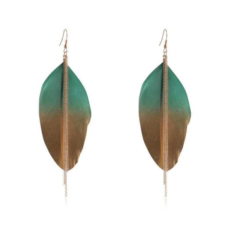 Feather Earrings Women's Fashion Colorful Sequin-Jewearrings