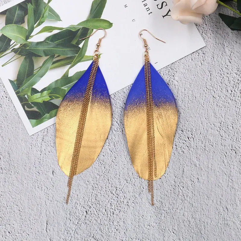 Feather Earrings Women's Fashion Colorful Sequin-Jewearrings