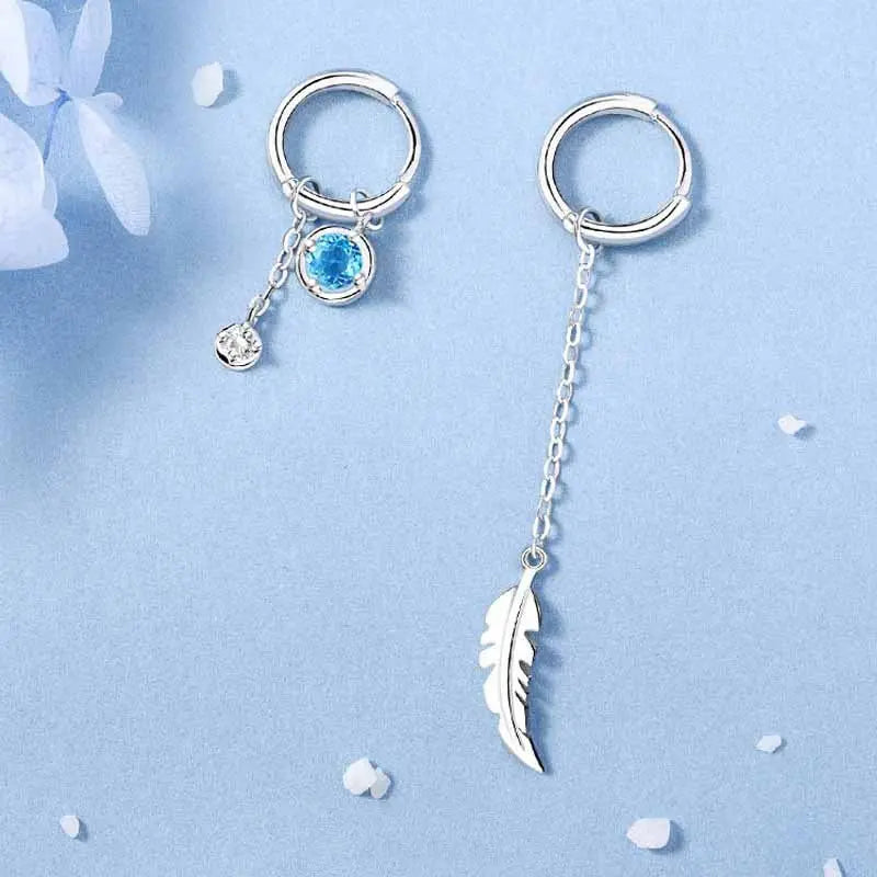 Feather Earrings - Women's Moonstone Asymmetric Light Luxury-Jewearrings